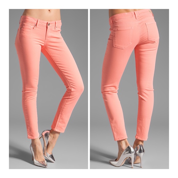PAIGE Denim - PAIGE Coral Pink Skyline Ankle Peg Crop Pant 29